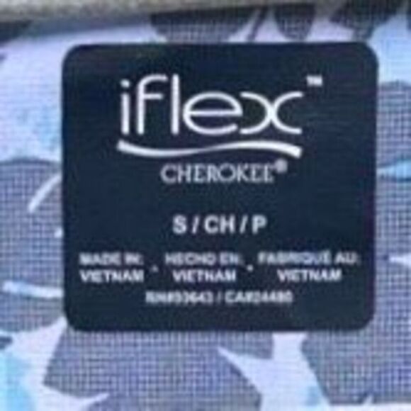 Cherokee iFlex Scrub Top Women's Medium Multicolor Floral V-neck Short Sleeve - Picture 8 of 8